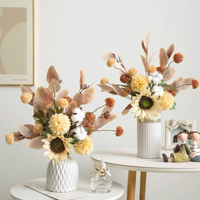 Faux Floral Arrangement - Sunflower & Autumn Blooms