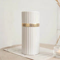 Ribbed Cylinder Vase - White