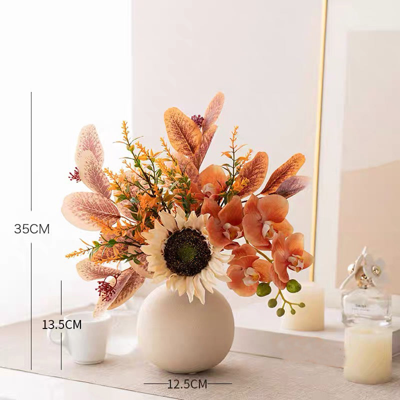 Faux Autumn Arrangement - Sunflower & Autumn Blooms