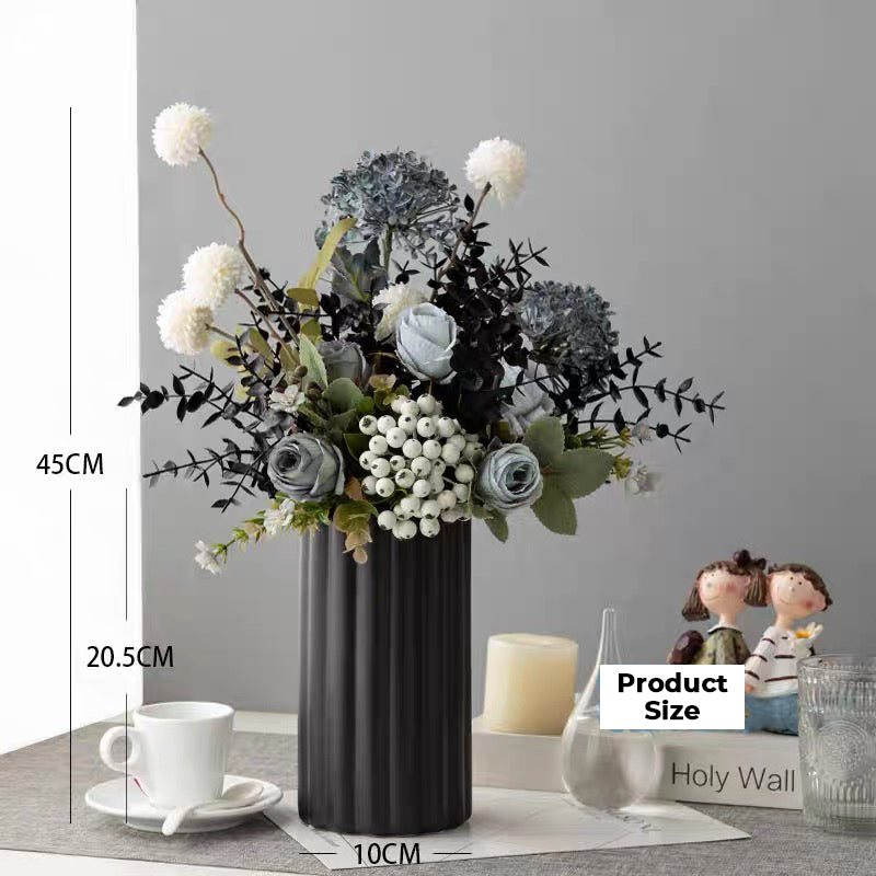 Ribbed Cylinder Vase - Black