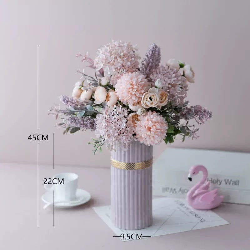 Faux Floral Arrangement - Pink & Purple Mixed Blooms