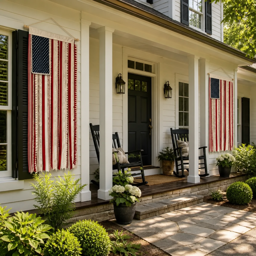 4 x 2.3 Ft Lighted Rag American Flag Banner - USA 250th Celebration