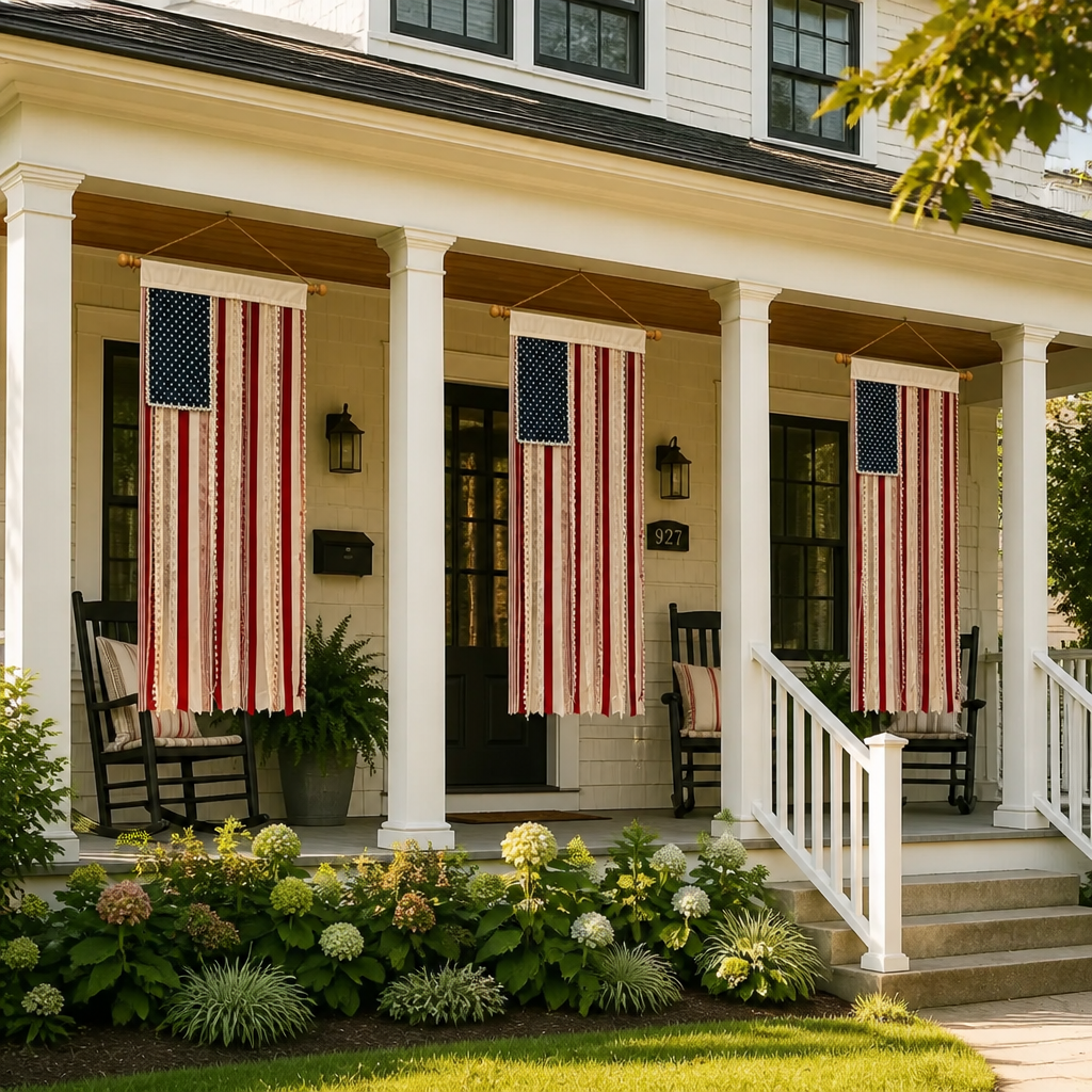 4 x 2.3 Ft Lighted Rag American Flag Banner - USA 250th Celebration