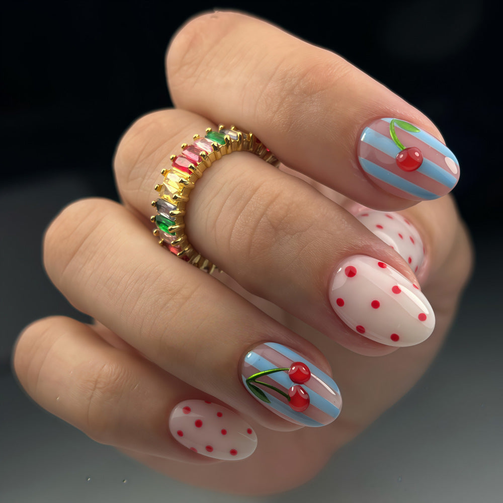 Artful Nail Art with Cherry Motifs 
Maetiva