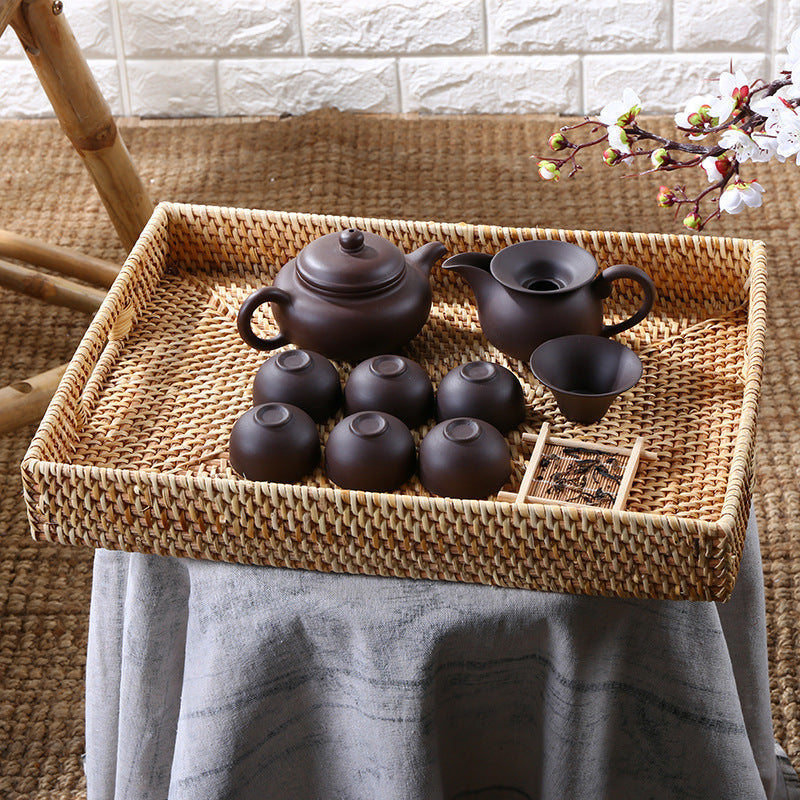 Handcrafted Rectangular Woven Serving Tray 
Maetiva