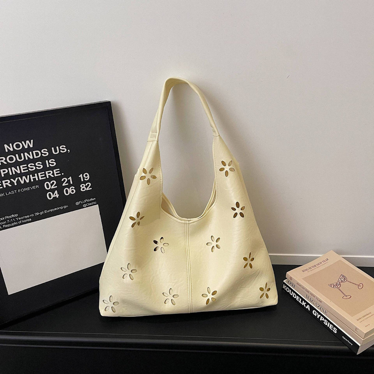 Floral Cut-Out Hobo Bag 
Maetiva