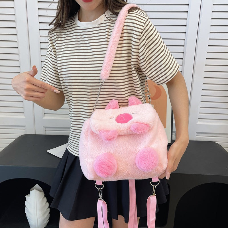 Plush Backpack In Pig Design 
Maetiva