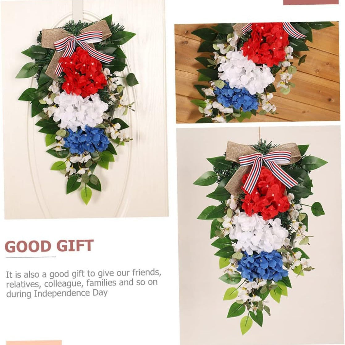 Women Decorative Wall Wreath with Colorful Artificial Flowers and Bow 
Maetiva