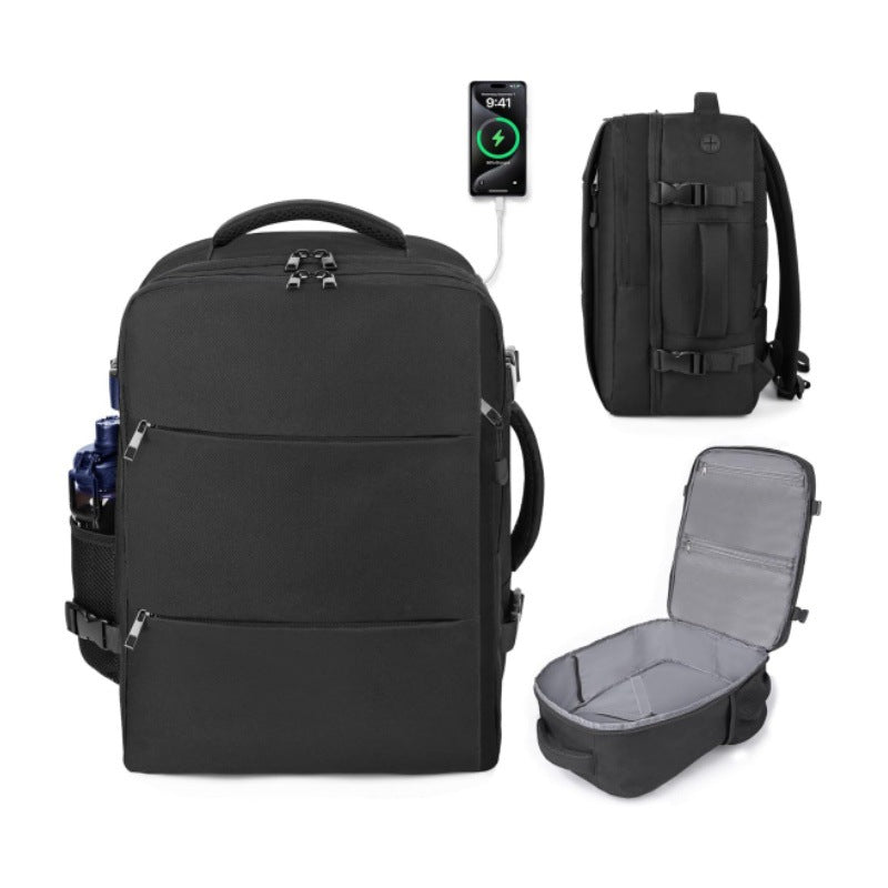 Multifunctional backpack with integrated power bank function and multiple compartments 
Maetiva