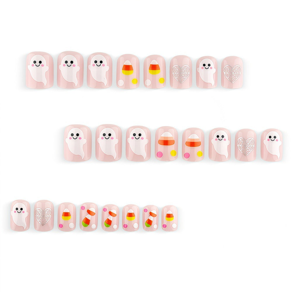 Halloween Artificial Nails with Ghost and Candy Designs 
Maetiva