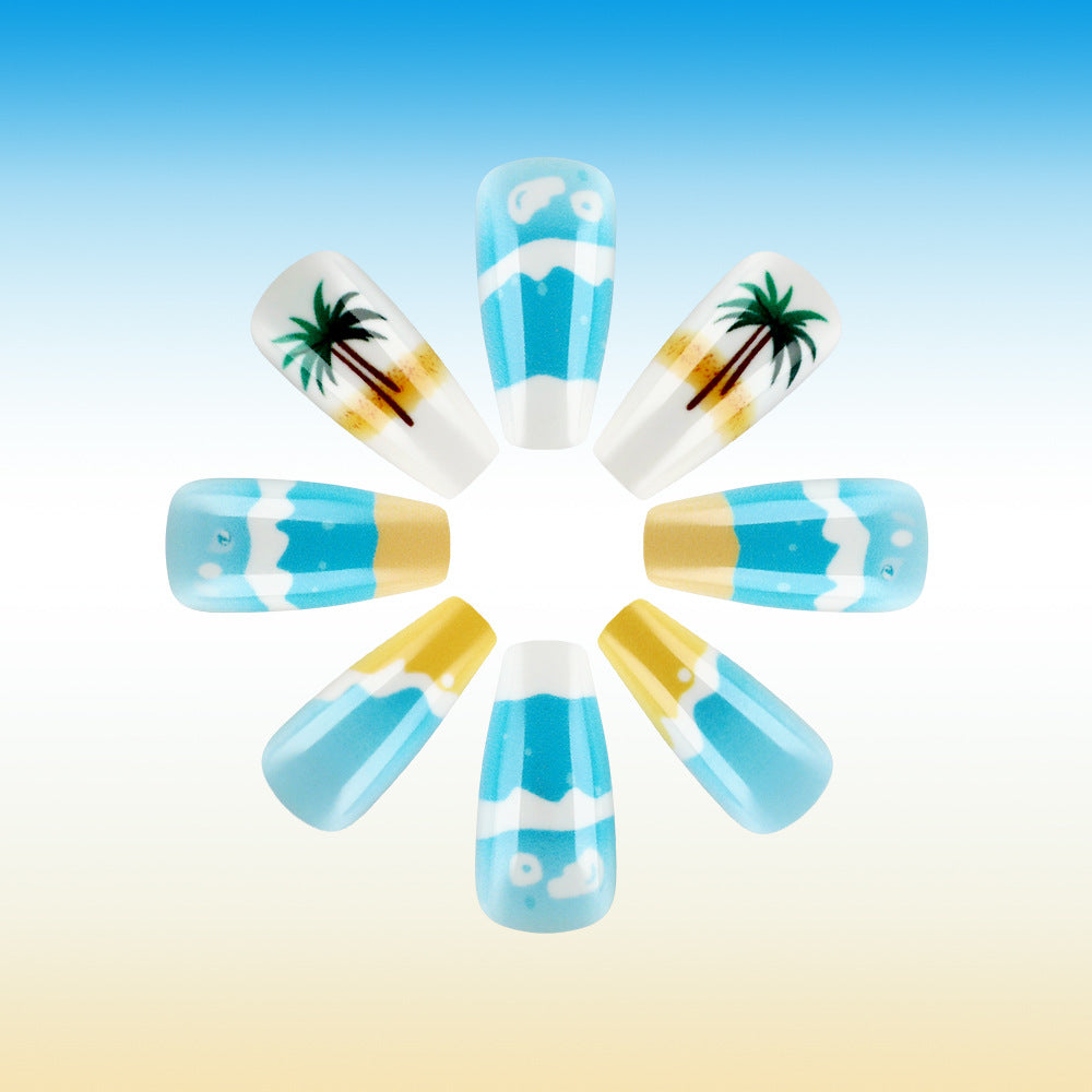 Tropical Beach-Themed Press-On Nail Set 
Maetiva