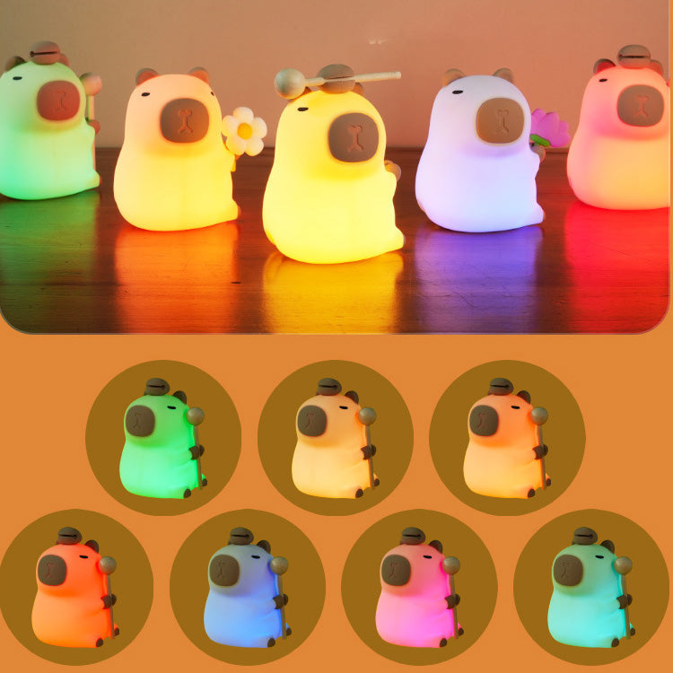 Maetiva® Flower Capybara Squishy Silicone Night Light - Perfect Gift for Kids and Girls