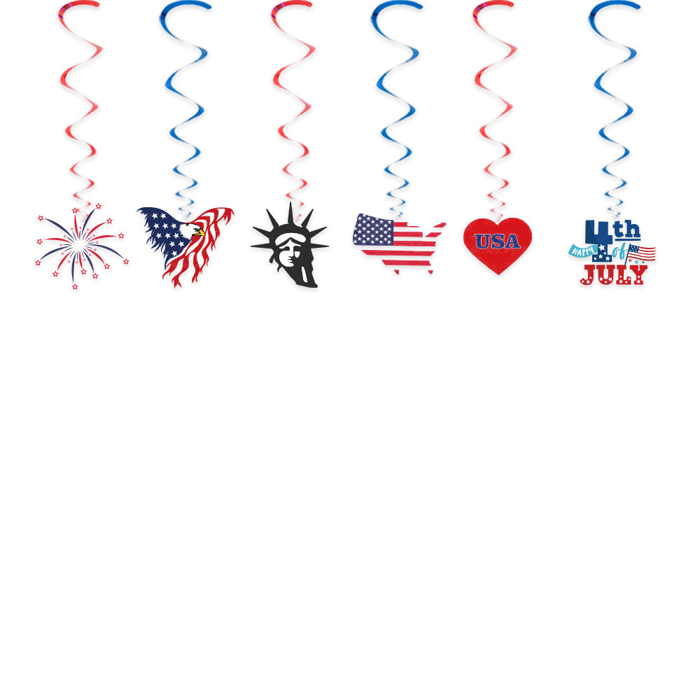 Unisex nan multi-piece hanging spiral garlands with patriotic USA cardboard pendants for party decoration 
Maetiva