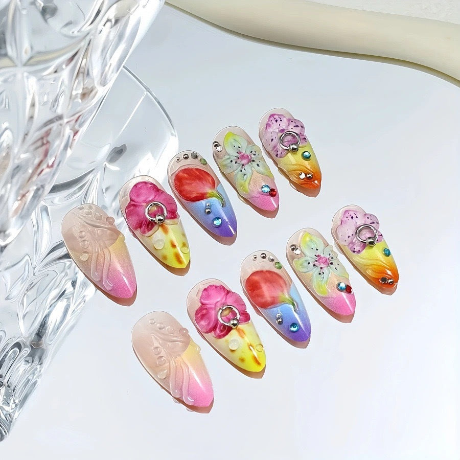 Artistic Hand-Painted Nail Art Extensions 
Maetiva
