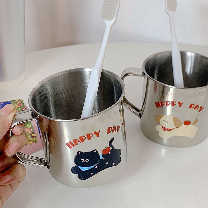 Stainless Steel Drinking Cup with Humorous Cat Motif 
Maetiva