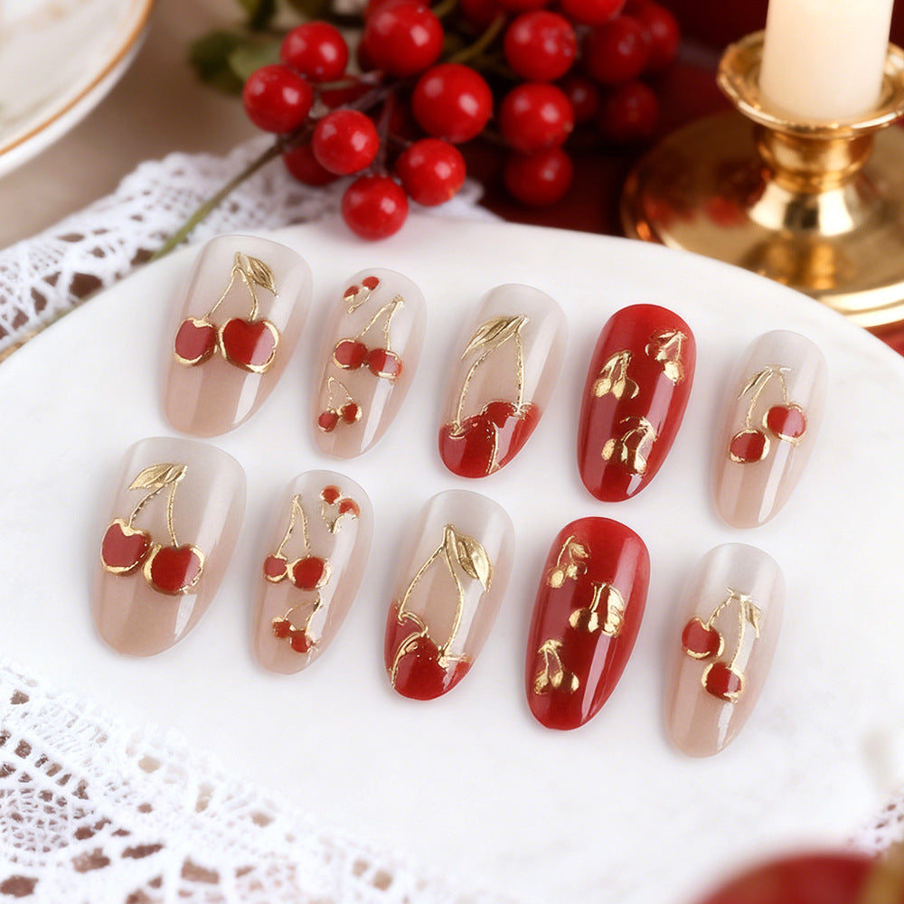 Artistic Cherry Blossom Press-On Nails 
Maetiva