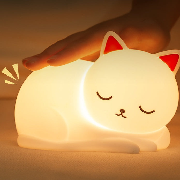 Maetiva® Squishy Silicone Napping Cat LED Night Light - Perfect Gift for Kids and Girls