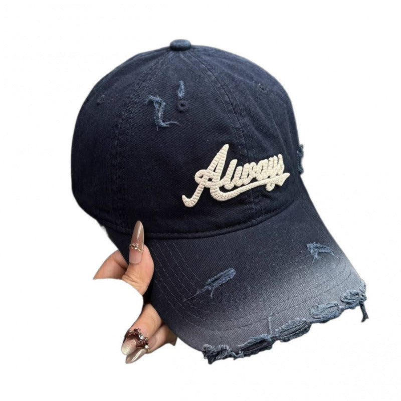 Women's Distressed Denim Style Baseball Cap 
Maetiva