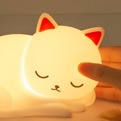 Maetiva® Squishy Silicone Napping Cat LED Night Light - Perfect Gift for Kids and Girls