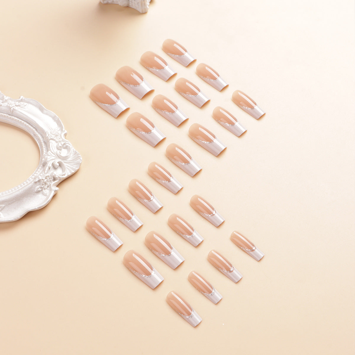 Decorative French Tip Press-On Nail Set 
Maetiva