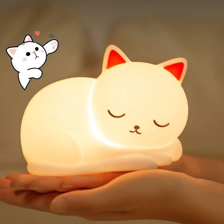 Maetiva® Squishy Silicone Napping Cat LED Night Light - Perfect Gift for Kids and Girls