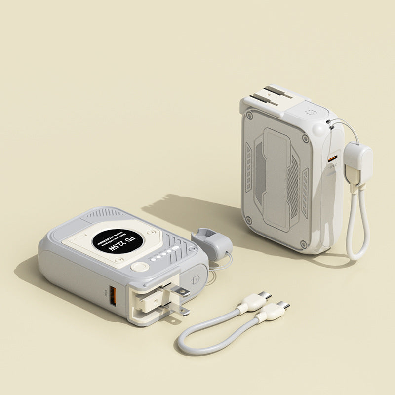 Portable power bank with multifunctional integrated charging cable 
Maetiva