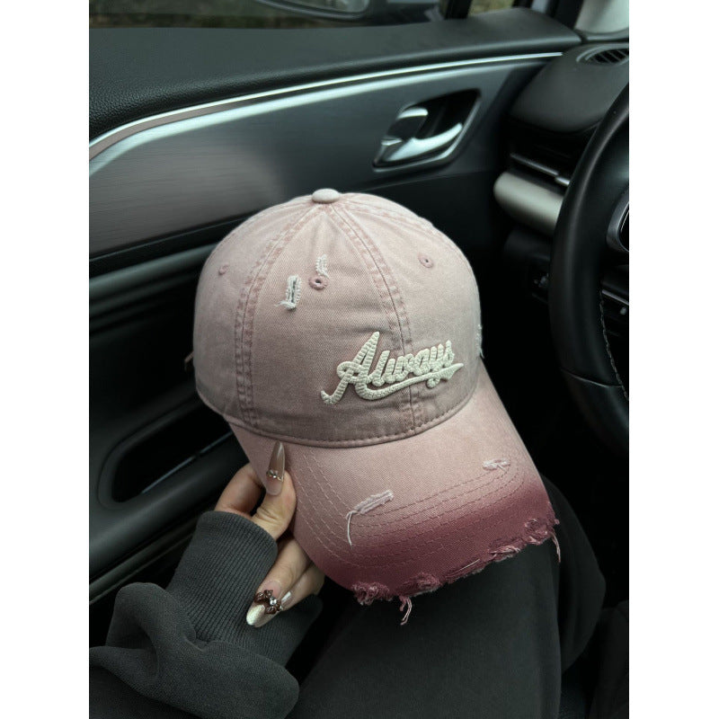 Women's Distressed Denim Style Baseball Cap 
Maetiva