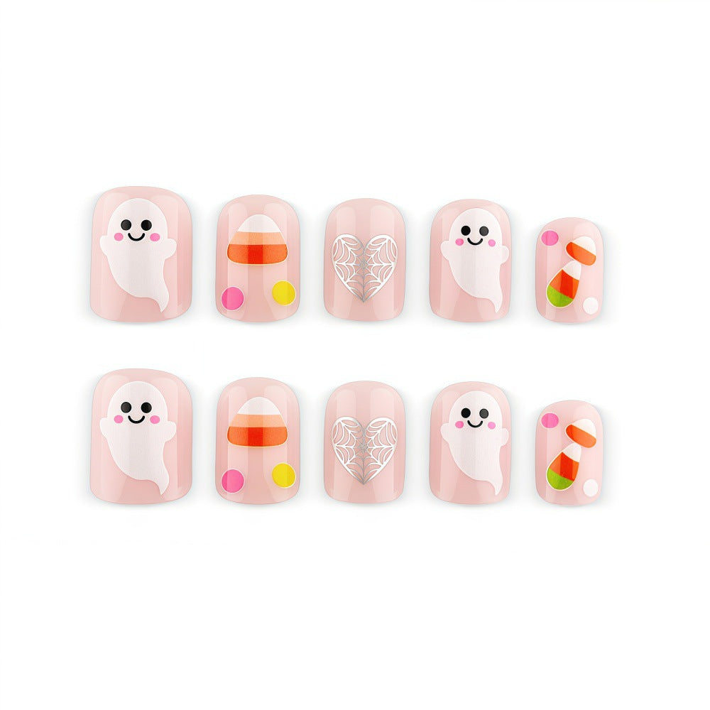 Halloween Artificial Nails with Ghost and Candy Designs 
Maetiva
