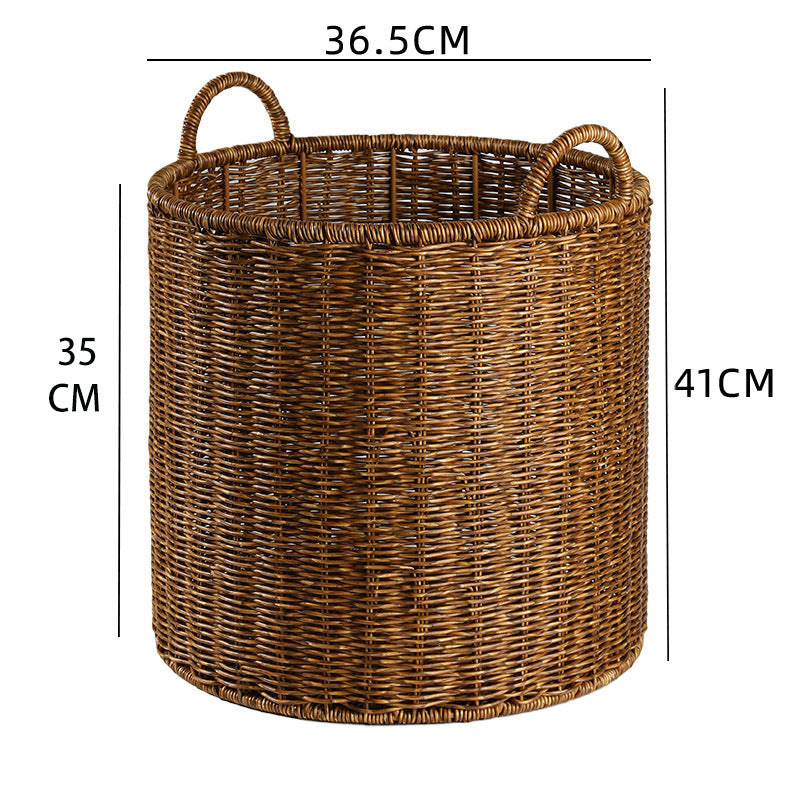 Round Woven Storage Basket with Durable Handles 
Maetiva