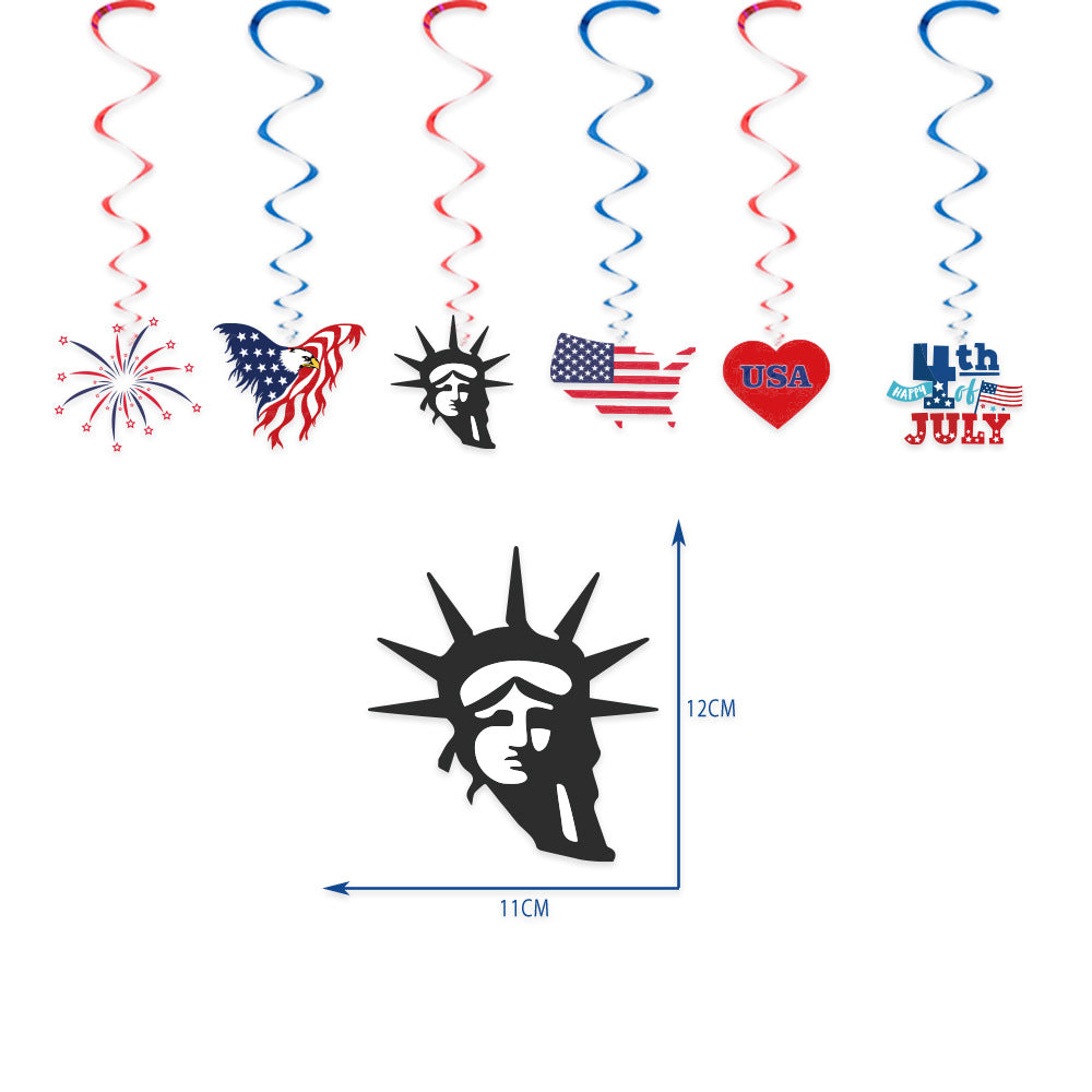 Unisex nan multi-piece hanging spiral garlands with patriotic USA cardboard pendants for party decoration 
Maetiva