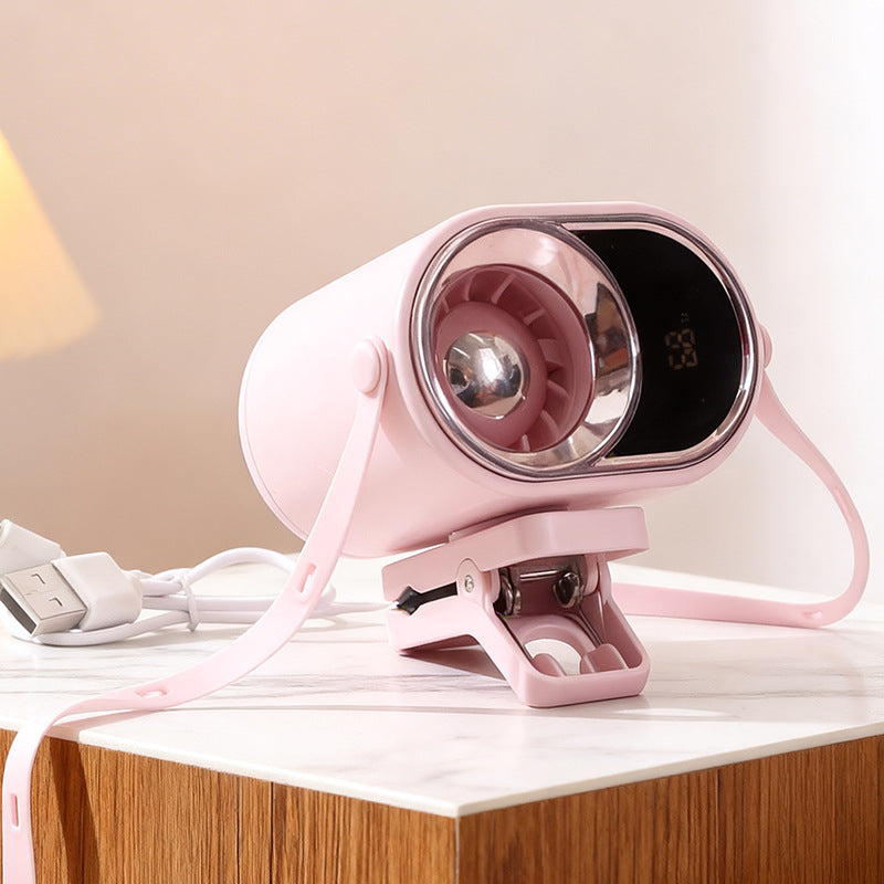 Portable USB table fan with foldable design and digital temperature display 
Maetiva