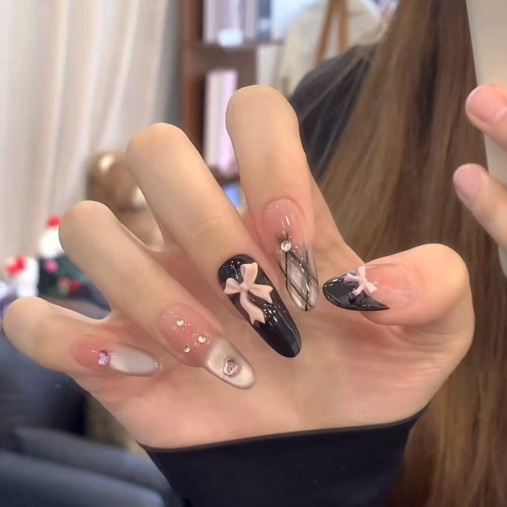 Ombre Stiletto Press-On Nail Art with Gem Accents 
Maetiva