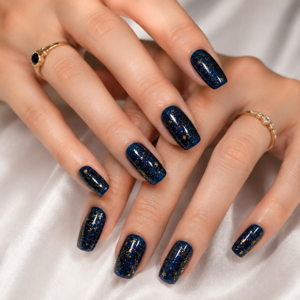 Artificial nails with modern night motif 
Maetiva