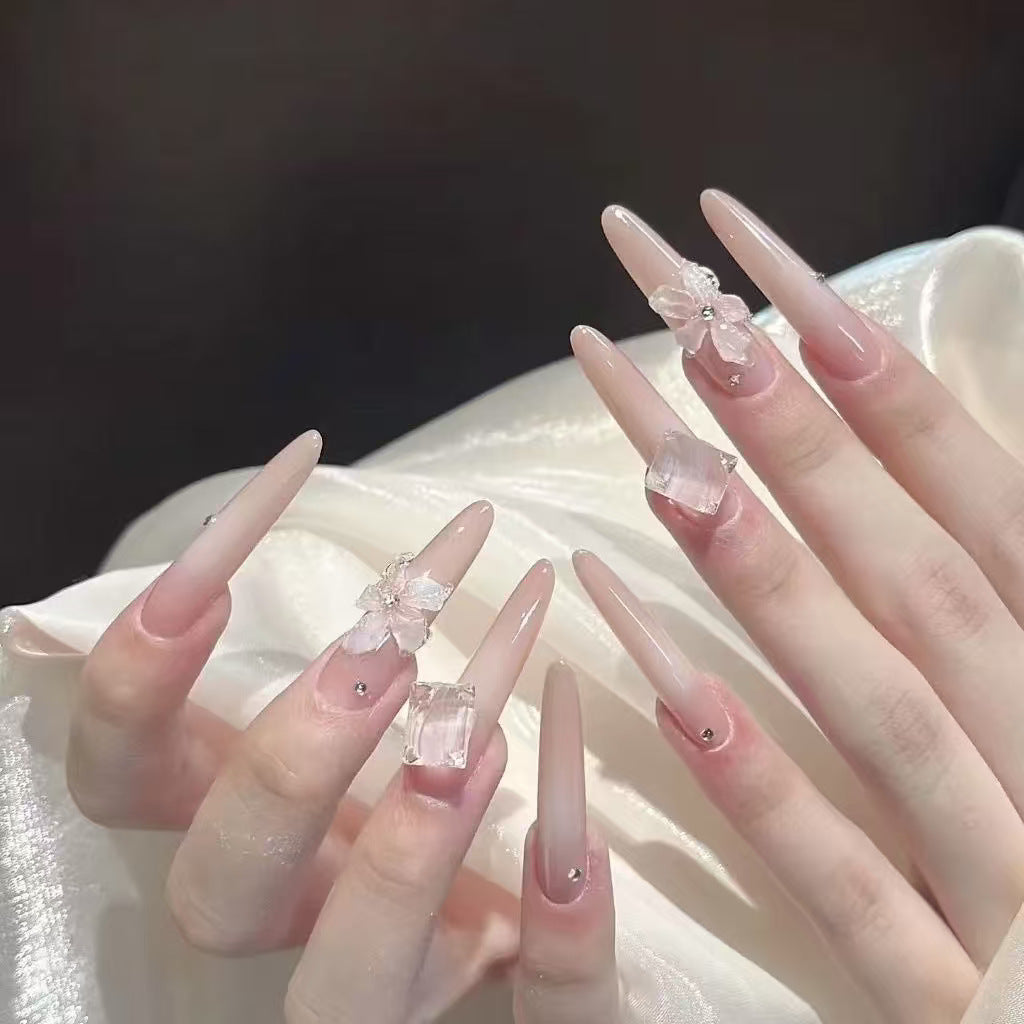 Glamorous Crystal-Studded Stiletto Press-On Nails 
Maetiva