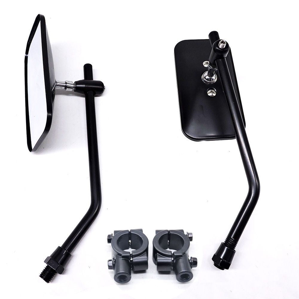 adjustable chrome motorcycle handlebar rearview mirrors with universal clamp mounts 
Maetiva