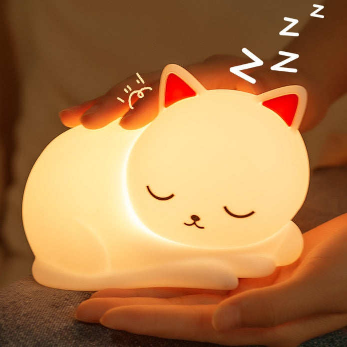 Maetiva® Squishy Silicone Napping Cat LED Night Light - Perfect Gift for Kids and Girls