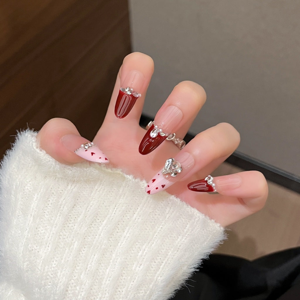Glamorous Crystal-Studded Stiletto Press-On Nails 
Maetiva