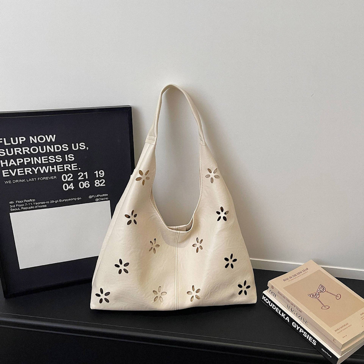 Floral Cut-Out Hobo Bag 
Maetiva