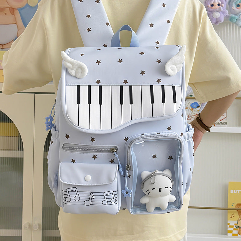 Piano-Themed Casual Backpack 
Maetiva