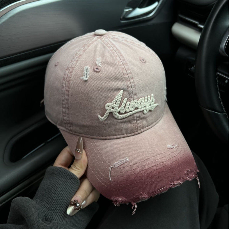 Women's Distressed Denim Style Baseball Cap 
Maetiva