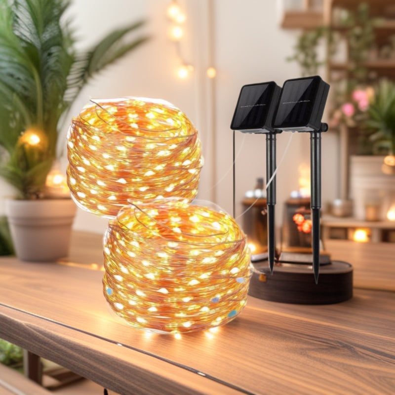 Outdoor Solar Copper Wire Fairy String Lights With Rechargeable Battery Box And Ground Stake 
Maetiva