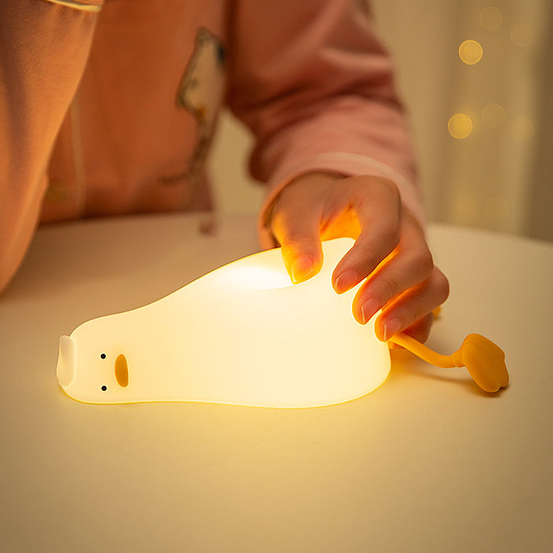 Maetiva® Squishy Silicone Lazy Duck LED Night Light - Perfect Gift for Kids and Girls
