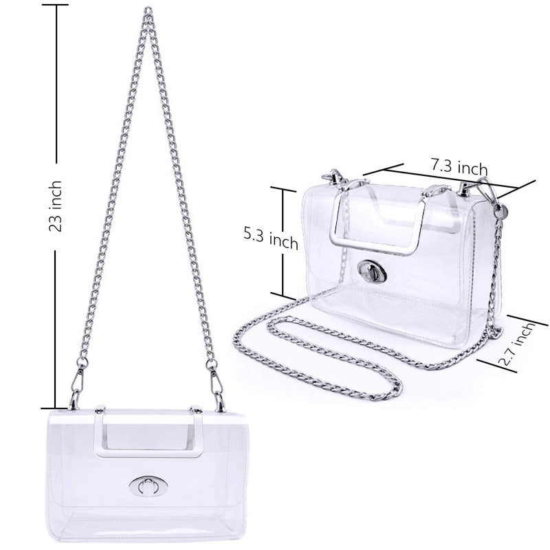 Transparent shoulder bag with structured design 
Maetiva
