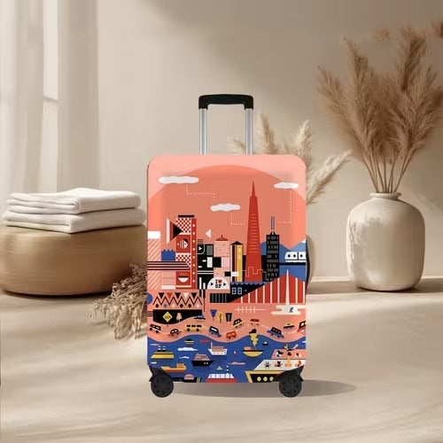 Unisex nan elastic suitcase cover with volcanic lava marble design, stretch protective cover for trolley 
Maetiva