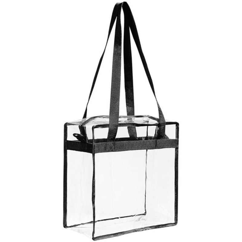 Transparent tote bag with multiple interior compartments 
Maetiva