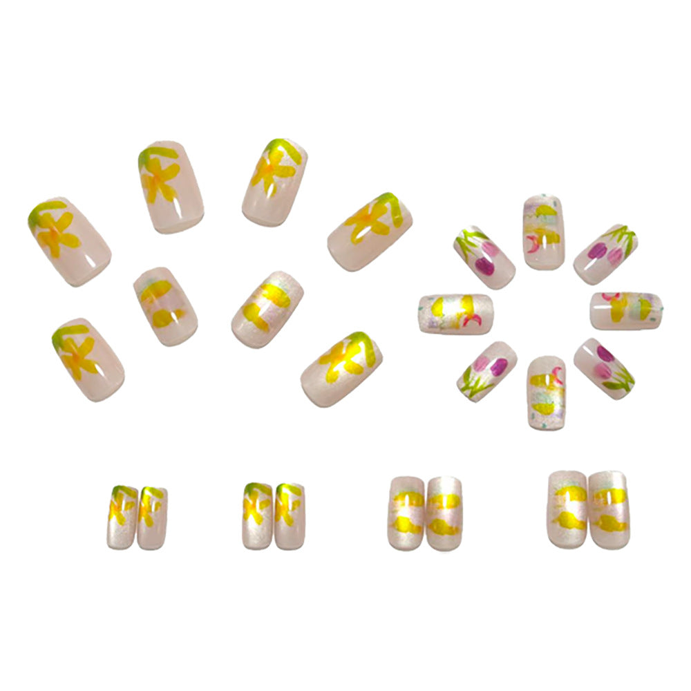 Artificial nails with colorful spring design 
Maetiva