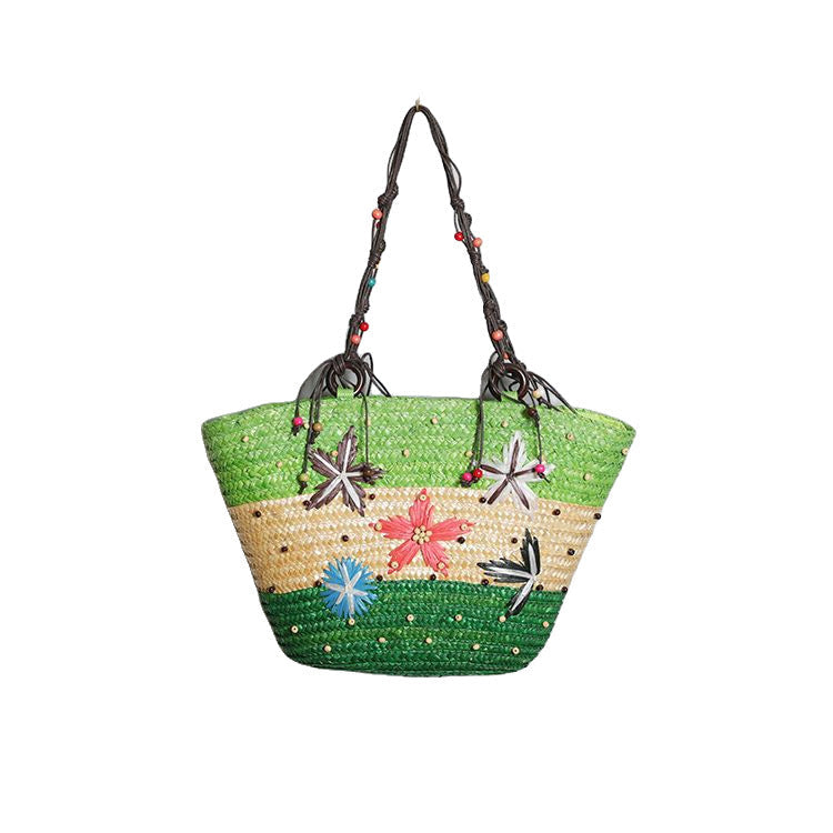 Beach bag with colorful flower pattern 
Maetiva
