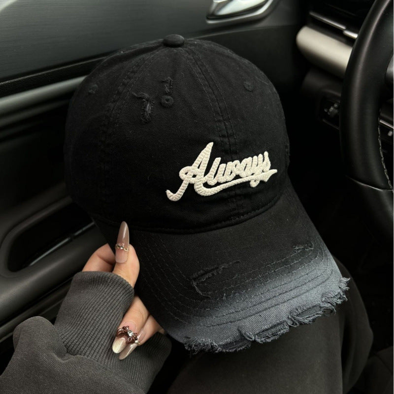 Women's Distressed Denim Style Baseball Cap 
Maetiva