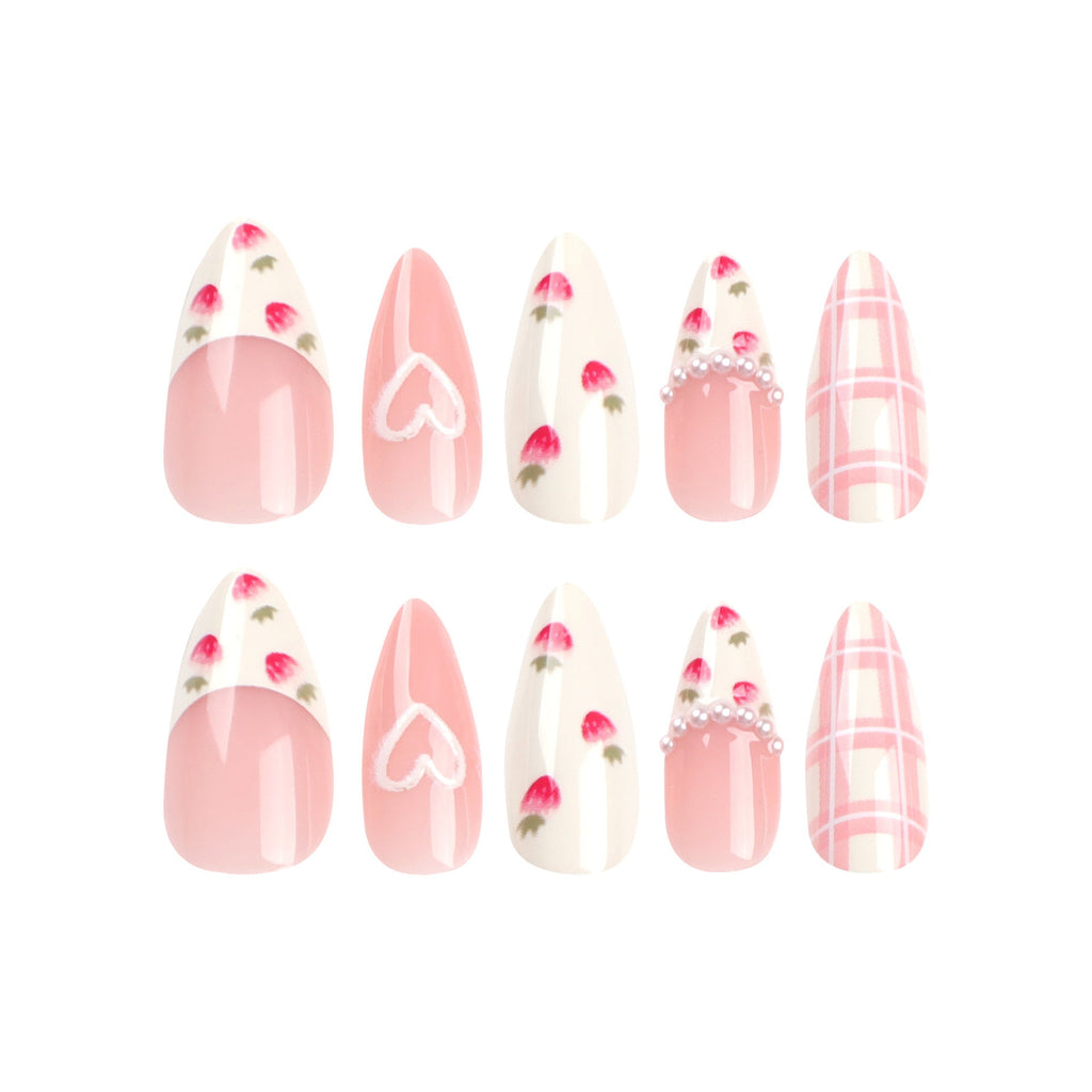 Artistic Heart and Floral Press-On Nail Extensions 
Maetiva