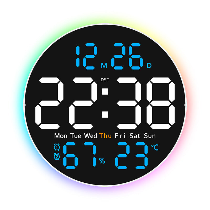 Digital LED alarm clock with hygrometer and temperature display 
Maetiva